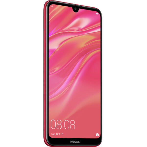 Smartphone Huawei Y7 (2019), 6.26 inch IPS, Octa Core, 32GB, 3GB RAM, Dual SIM, 4G, 3-Camere, Coral Red