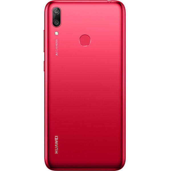 Smartphone Huawei Y7 (2019), 6.26 inch IPS, Octa Core, 32GB, 3GB RAM, Dual SIM, 4G, 3-Camere, Coral Red