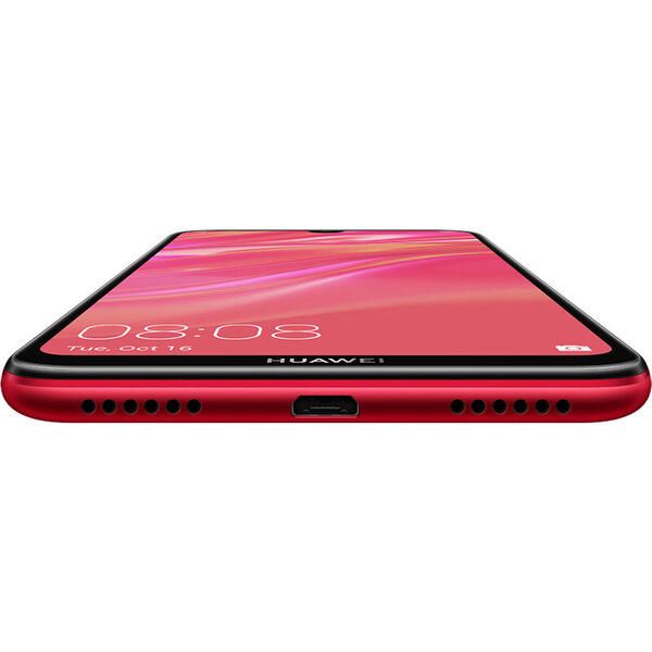 Smartphone Huawei Y7 (2019), 6.26 inch IPS, Octa Core, 32GB, 3GB RAM, Dual SIM, 4G, 3-Camere, Coral Red