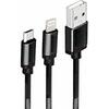 Spacer CABLU alimentare si date dual, USB 2.0 (T) la Micro-USB 2.0 (T) + Lightning (T),  1m, Black