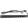 PDU Gembird 1U pentru rack 19", 8 prize Schuko, maxim 16A, fara protectie, on/off, cablu 3m, black, "EG-PDU-012-C14"