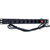 PDU Gembird 1U pentru rack 19", 8 prize Schuko, maxim 16A, fara protectie, on/off, cablu 3m, black, "EG-PDU-012-C14"