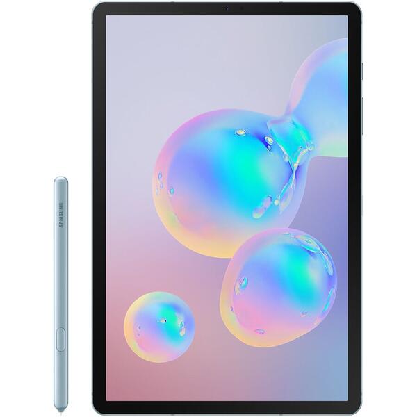 Tableta Samsung Galaxy Tab S6 2019, 10.5 inch, Snapdragon 855 Octa Core 2.8GHz, 6GB RAM, 128GB, Wi-Fi, Bluetooth, 4G, GPS, Android 9.0, Cloud Blue