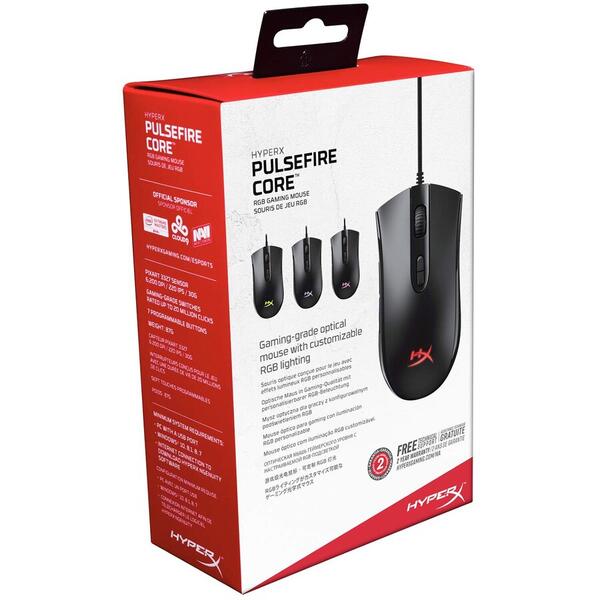 Mouse gaming Kingston HyperX Pulsefire Core, USB, Negru