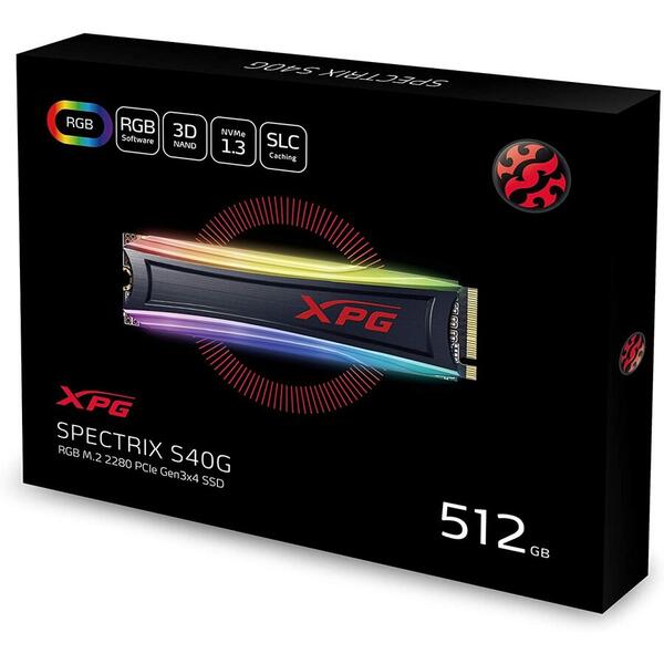 SSD A-DATA XPG SPECTRIX S40G RGB 512GB PCI Express 3.0 x4 M.2 2280