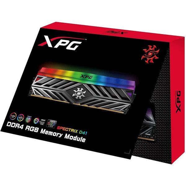 Memorie ADATA XPG Spectrix D41 Tungsten Grey RGB 8GB DDR4 3000MHz CL16