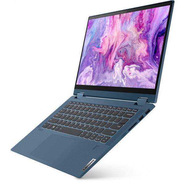 Ultrabook Lenovo IdeaPad Flex 5 14IIL05, 14 inch FHD Touch, Intel Core i5-1035G1, 16GB DDR4, 1TB SSD, Intel UHD, Windows 10 Home, Light Teal