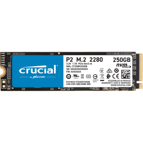 SSD Crucial P2 250GB PCI Express 3.0 x4 M.2 2280