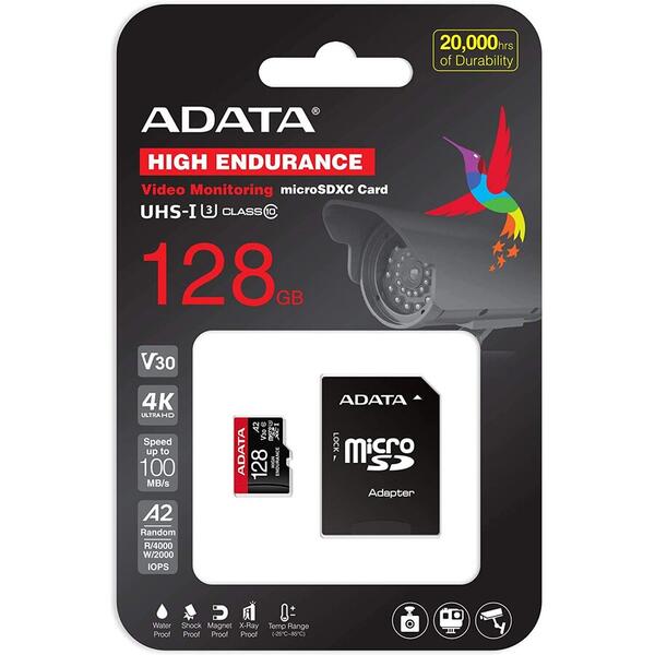 A-DATA Micro SDXC, 128GB, UHS-IClasa 10 + Adaptor