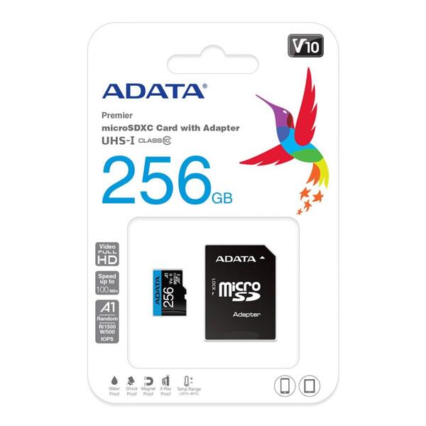A-DATA Micro SDXC 256GB Clasa 10 UHS-I + Adaptor SD