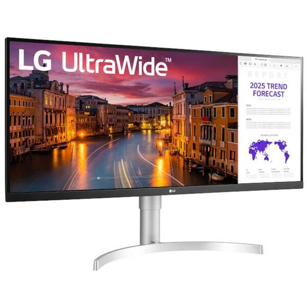 Monitor LED LG 34WN650-W, 34 inch QHD, 5ms HDR FreeSync 75 Hz, Boxe, Alb