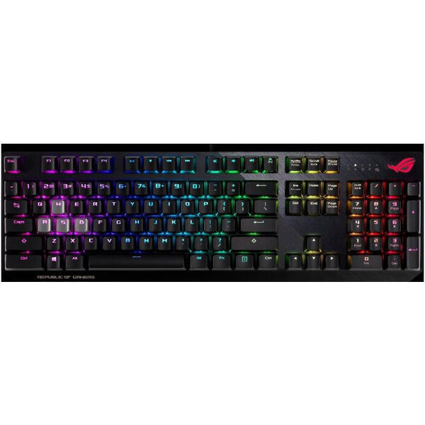 Tastatura gaming Tastatura mecanica gaming Asus ROG Strix Scope Cherry MX Red RGB neagra