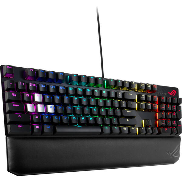 Tastatura gaming Asus ROG Strix Scope Deluxe switch-uri Cherry MX Red neagra iluminare RGB