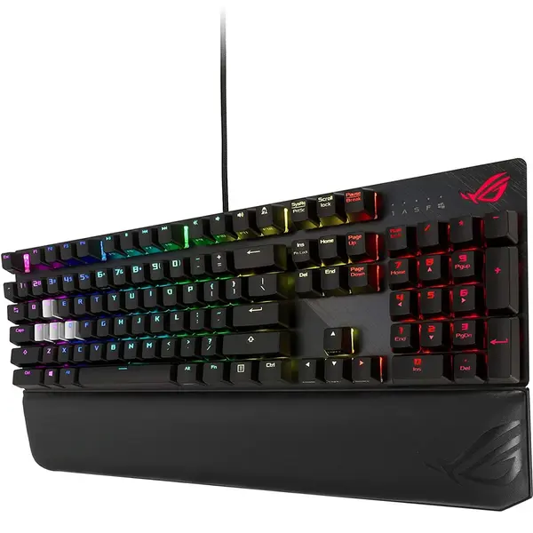 Tastatura gaming Asus ROG Strix Scope Deluxe switch-uri Cherry MX Red neagra iluminare RGB