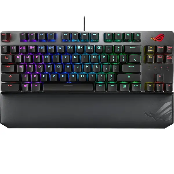 Tastatura gaming Asus ROG Strix Scope TKL Deluxe Cherry MX Red argintie iluminare RGB