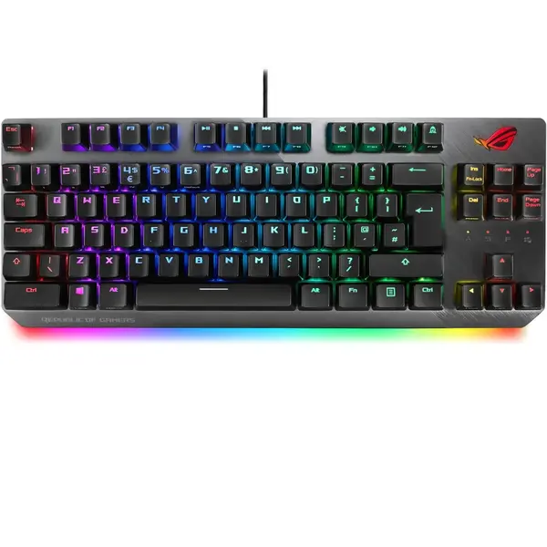 Tastatura gaming Asus ROG Strix Scope TKL Deluxe Cherry MX Red argintie iluminare RGB