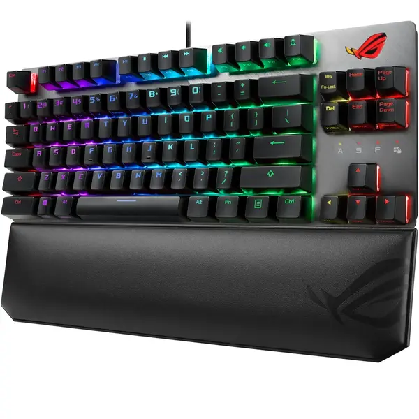 Tastatura gaming Asus ROG Strix Scope TKL Deluxe Cherry MX Red argintie iluminare RGB