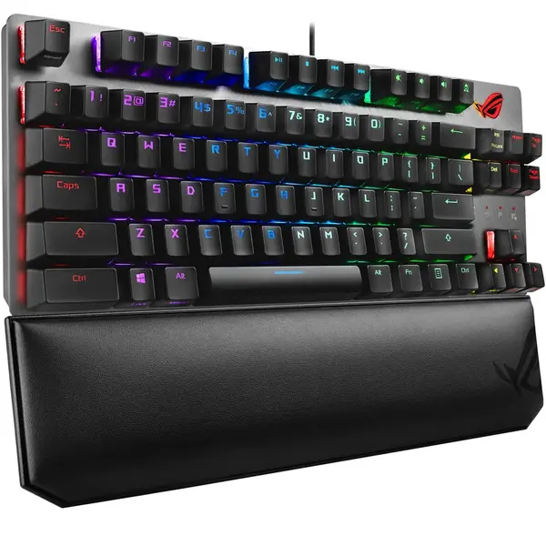 Tastatura gaming Asus ROG Strix Scope TKL Deluxe Cherry MX Red argintie iluminare RGB