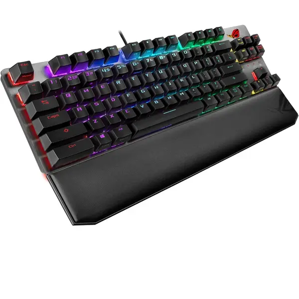 Tastatura gaming Asus ROG Strix Scope TKL Deluxe Cherry MX Red argintie iluminare RGB