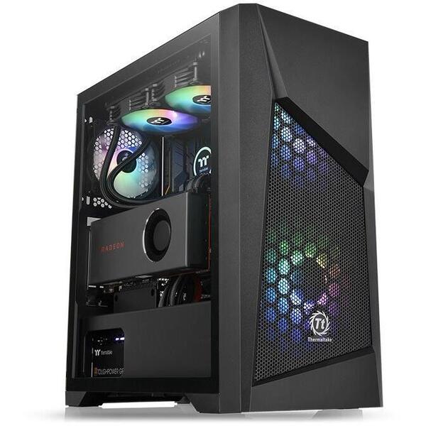 Carcasa Thermaltake Commander G32 Tempered Glass iluminare aRGB, Neagra