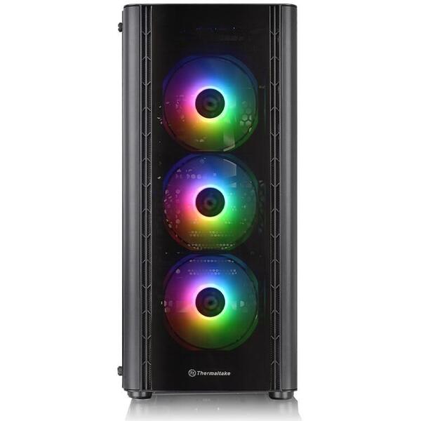 Carcasa Thermaltake V250 Tempered Glass iluminare aRGB, Neagra