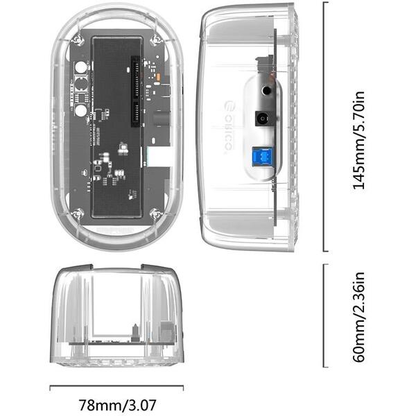 Docking station HDD Orico 6139U3 PRO USB 3.0 2.5/3.5 inch Transparent