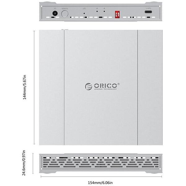 Rack Orico 2529RC3 USB 3.1 2x 2.5 Inch RAID Argintiu