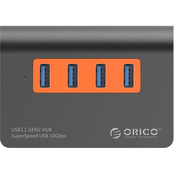 Hub USB Orico M3H4-G2 USB 3.1  Gri cu Portocaliu