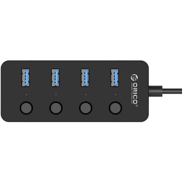 Hub USB Orico W9PH4-U3 V1 4 port-uri USB 3.0 Negru