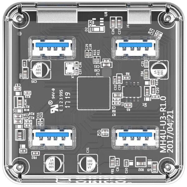 Hub USB Orico MH4U-U3-10 4 port-uri USB 3.0 Transparent