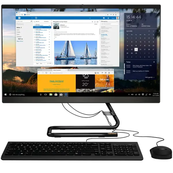 All in One PC Lenovo IdeaCentre 3, 23.8 inch FHD, AMD Ryzen 7 4700U 2.0GHz, 8GB RAM, 512GB SSD, Radeon Graphics, Camera Web, FreeDos, Negru