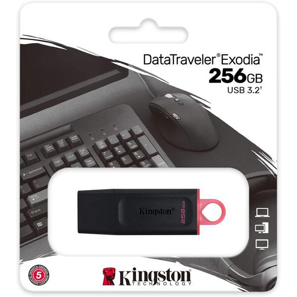 Memorie USB Kingston DataTraveler Exodia 256GB, USB 3.2, Black-Pink