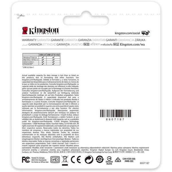 Memorie USB Kingston DataTraveler Kyson 32GB USB 3.2 Stylish Capless Metal Casing