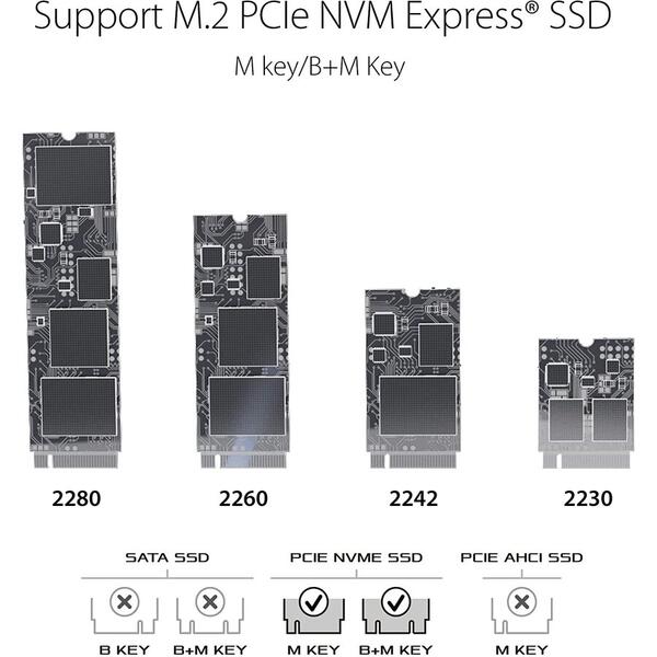 Rack Asus ROG Strix Arion pentru SSD NVMe M.2 - USB 3.2 GEN2 Type-C, Negru