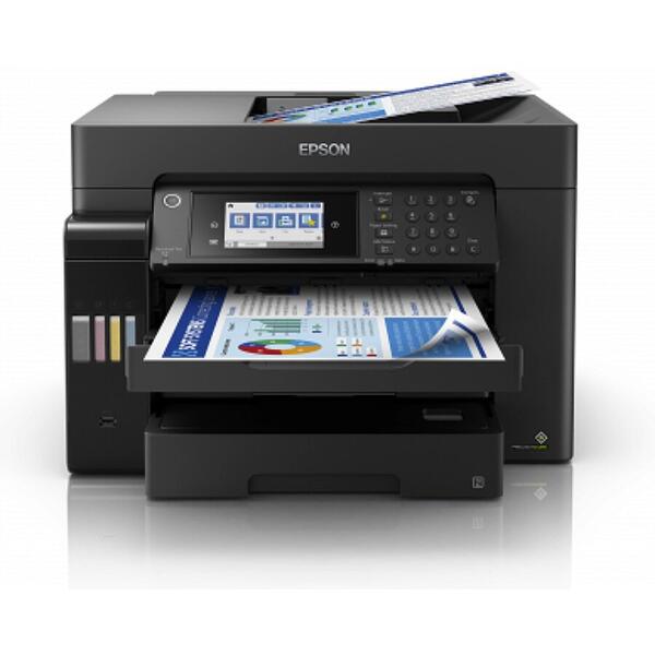 Multifunctionala Epson EcoTank L15160, Inkjet CISS, Color, Format A3, Duplex, Fax, Retea, Wi-Fi, Negru