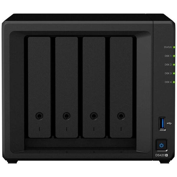 NAS Synology Disk Station DS420+ 4 Bay 2GB, Negru