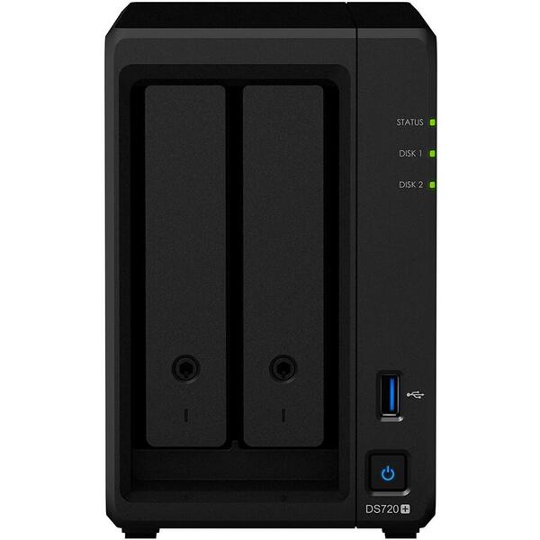 NAS Synology Disk Station DS720+ 2 Bay, 2GB, Negru