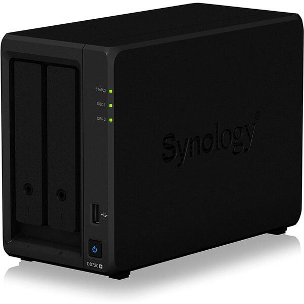 NAS Synology Disk Station DS720+ 2 Bay, 2GB, Negru