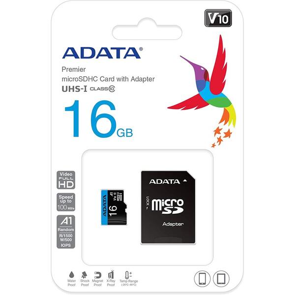 ADATA Premier Pro, MicroSDHC, 16GB, UHS-I, Class 10 + Adaptor microSD