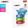 Memorie USB EMTEC C410 Color Mix 2.0 16GB USB 2.0, Pack x 3