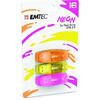 Memorie USB EMTEC C410 Color Mix 2.0 16GB USB 2.0, Neon Pack x 3