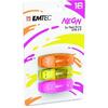 Memorie USB EMTEC C410 Color Mix 2.0 16GB USB 2.0, Neon Pack x 3