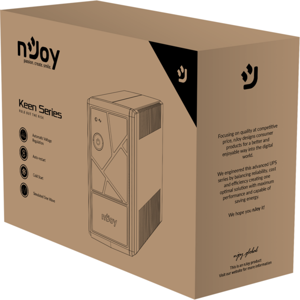 UPS nJoy Keen 800 Line interactive, 800 VA, 480 W, 2x Schuko