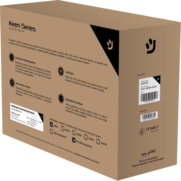 UPS nJoy Keen 600 USB, Line interactive, 600 VA, 360 W