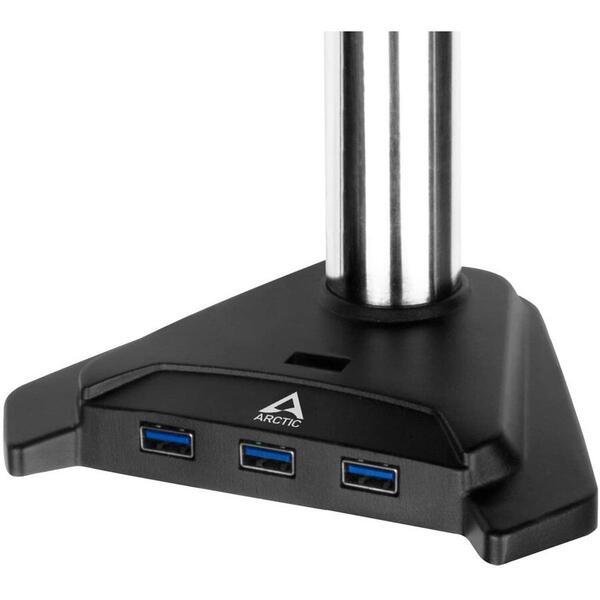 Suport monitor de birou Arctic Z2 Pro Gen 3 USB 3.2 HUB 4 poturi Negru