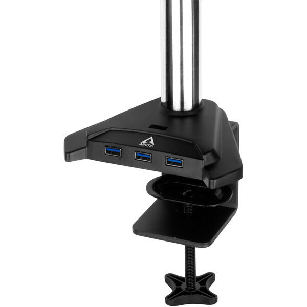 Suport monitor de birou Arctic Z2-3D USB 3.2 HUB 4 poturi Negru