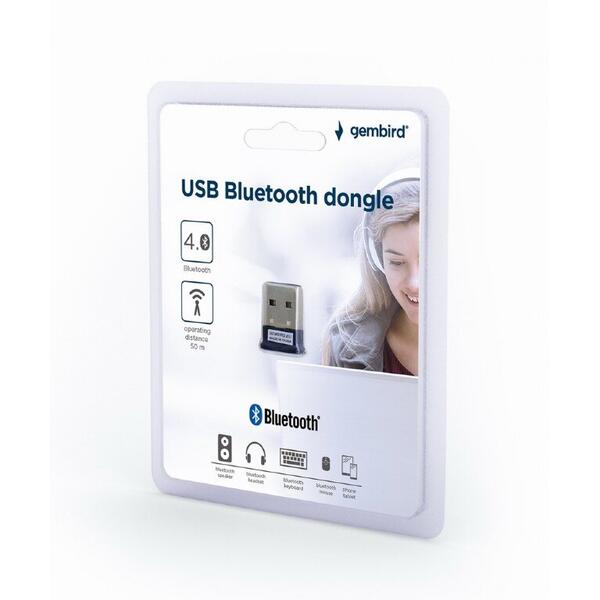 Adaptor Bluetooth Gembird BTD-MINI5 USB 2.0, distanta pana la 50 m, Bluetooth v4.0