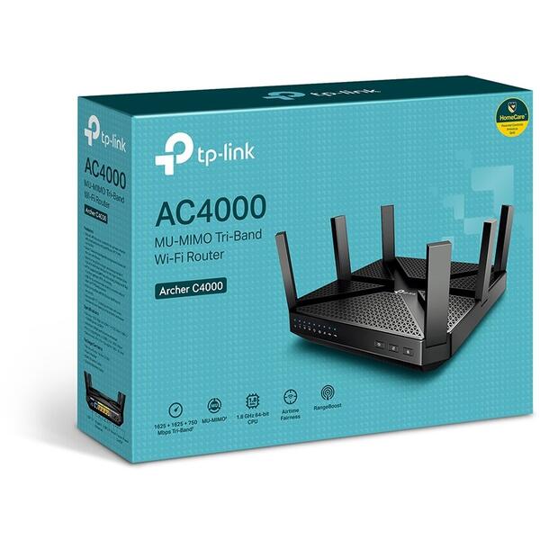 Router Wireless TP-LINK Archer C4000 Tri-Band, Gigabit