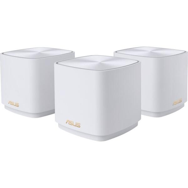 Router Wireless Asus ZenWiFi AX Mini (XD4) Wi-Fi 6 AX1800 Mesh, Alb Set 3 bucati