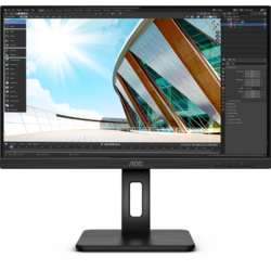 Monitor LED AOC 24P2Q 23.8 inch IPS FHD, 4ms, 75Hz, Boxe, Negru